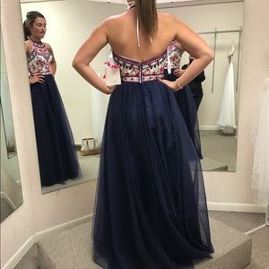 Proms Dress. Navy/Pink